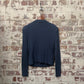 1970s Navy Suede Knitted Cardigan Jumper