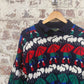 1980s Navy Patterned Wool Knitted Jumper