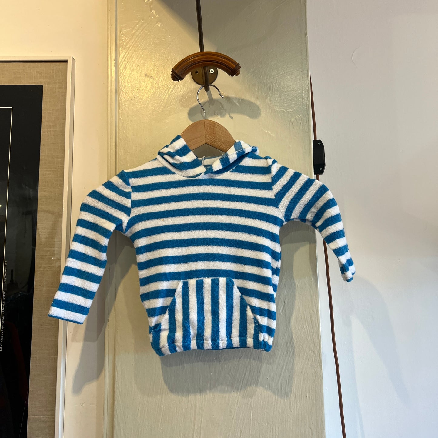 Vintage Kids Blue Striped Towelling Hoodie