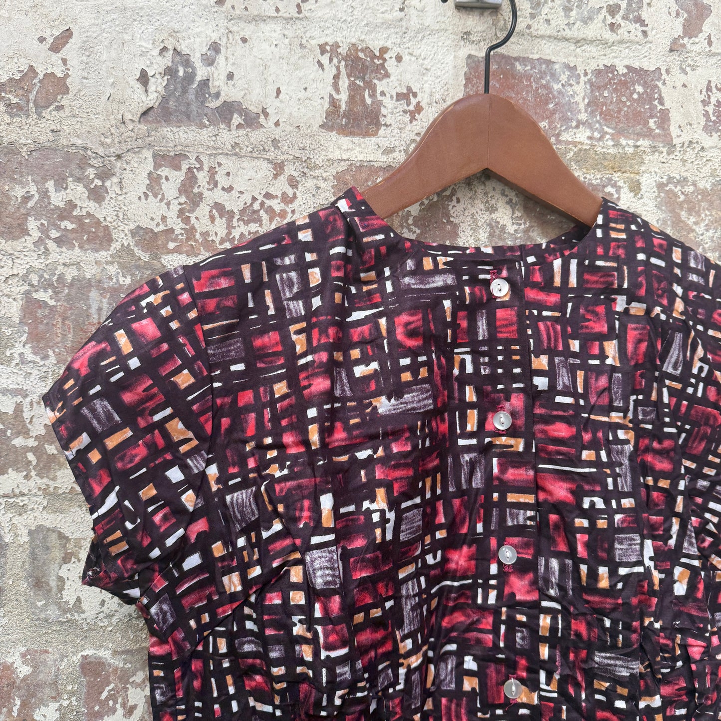 1960s Womens Patterned Blouse Top
