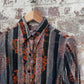 1970s Striped Glittery Patterned Button Up Shirt