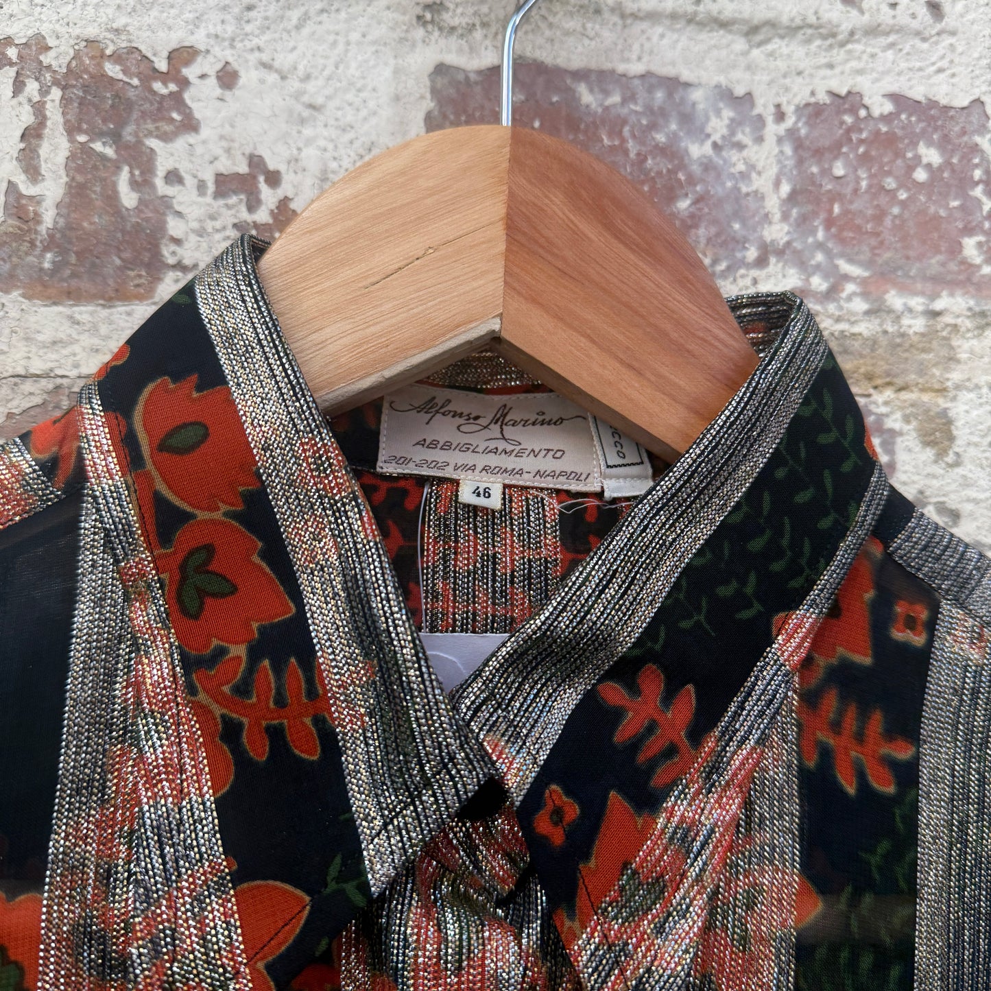 1970s Striped Glittery Patterned Button Up Shirt