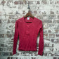 1970s Maroon Button Long Sleeve Top