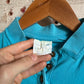 1980s Blue Unusual Button Pocket Polo Shirt Top