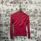 1970s Maroon Button Long Sleeve Top