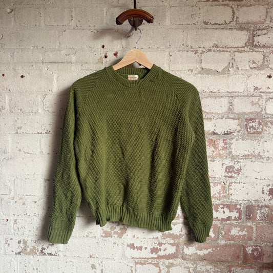 1960s Green Wool British Knitted Jumper