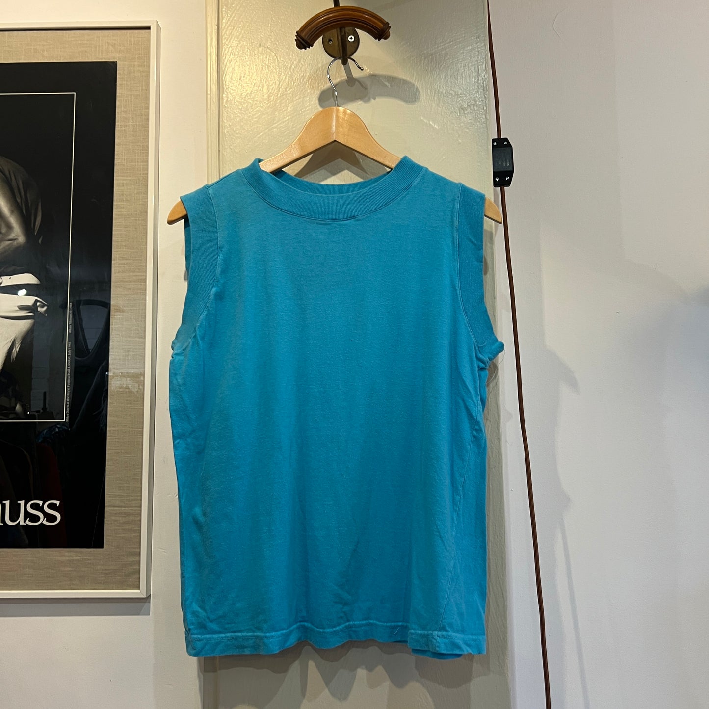 1980s Unusual Blue Cut Off T-Shirt Vest
