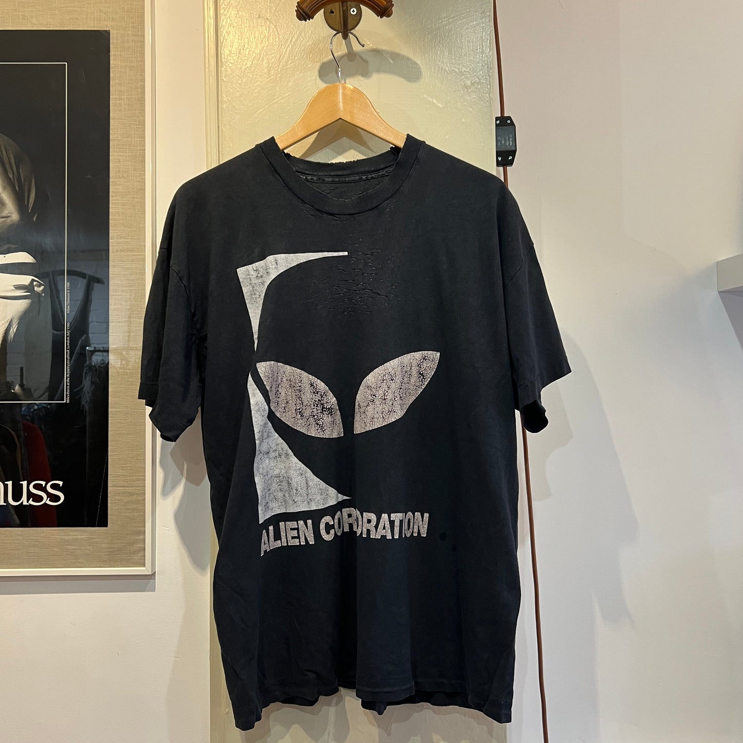 1980s Black Alien Graphic Print T-Shirt