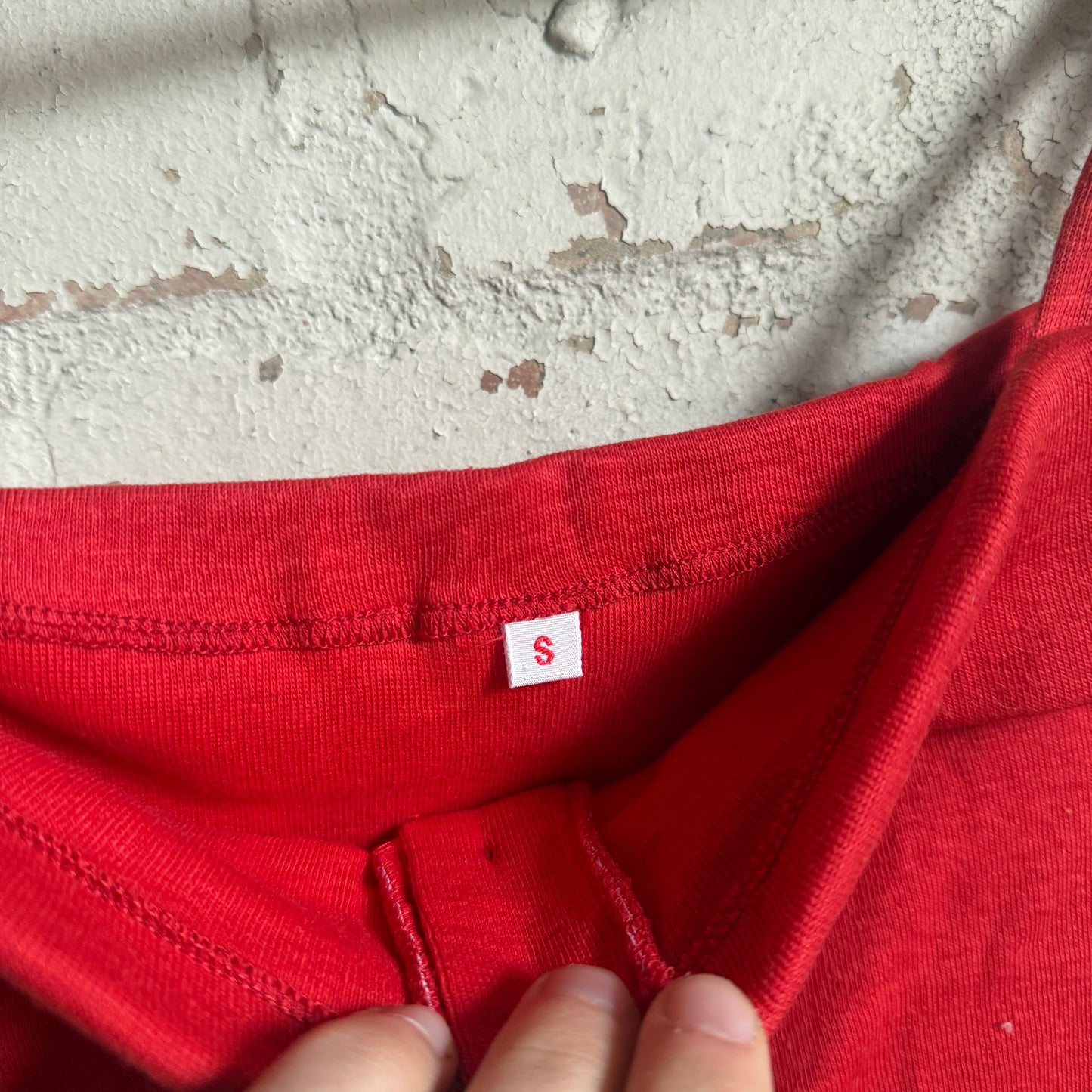 1970s Red Cotton Button Vest Top