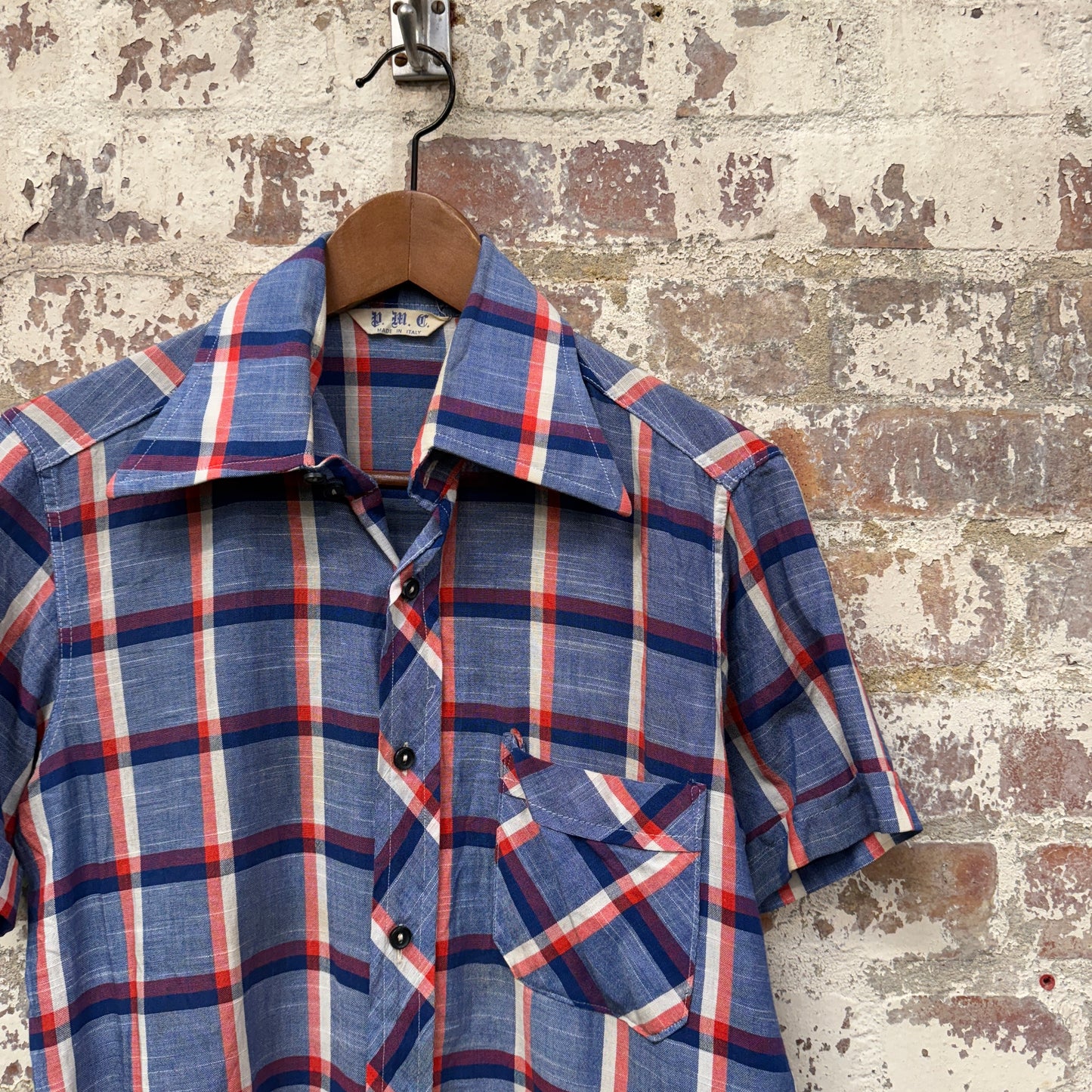 1970s Italian Checkered Button Up Shirt