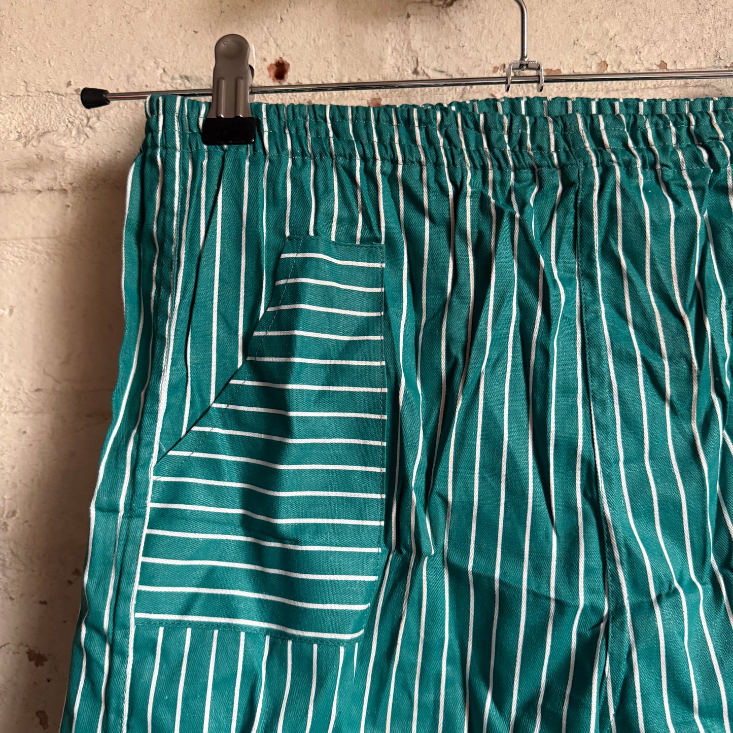 1980s Turquoise Striped Cotton Shorts