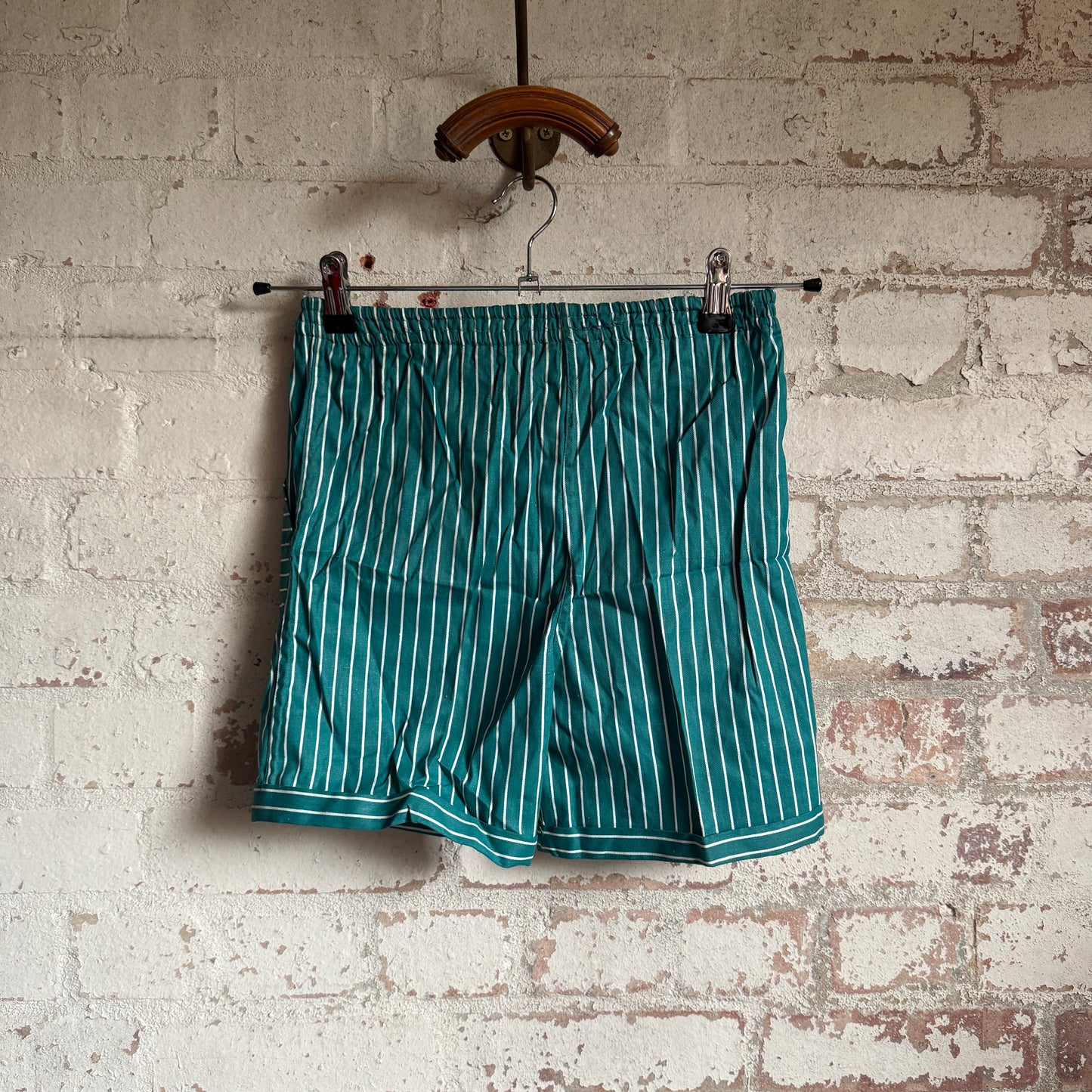 1980s Turquoise Striped Cotton Shorts
