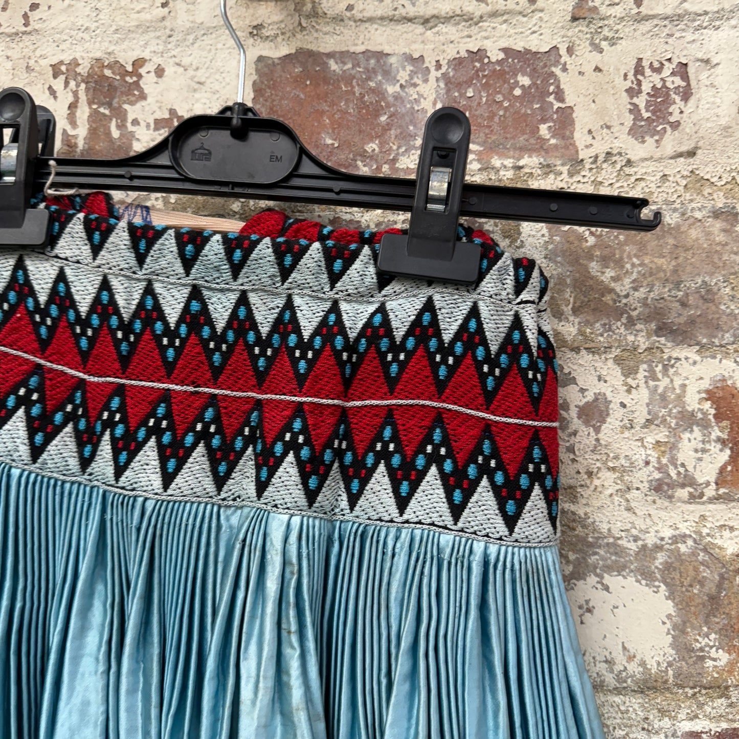 1970s Blue Satin Hungarian Skirt
