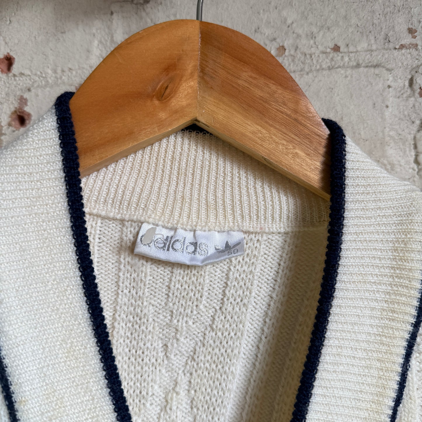 1980s Cream Adidas Knitted Tank Top Sweater Vest