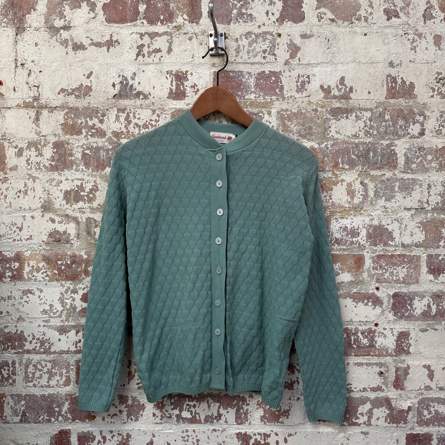 1960s British Shell Print Knitted Cardigan Jumper