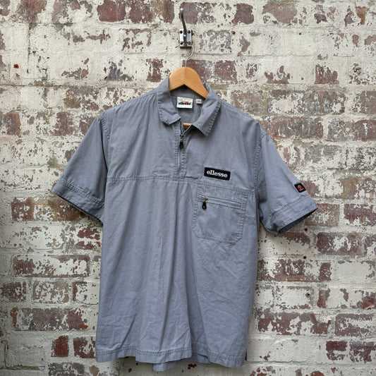 1990s Grey Ellesse Zip Shirt Top
