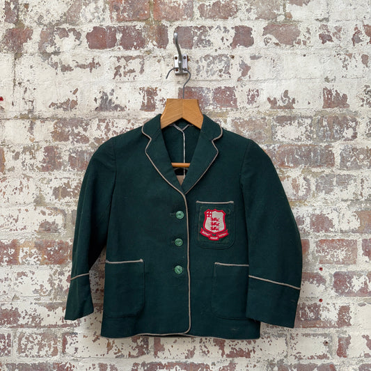 1960s Dark Green Kids Wool College Blazer
