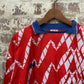 1980s Red Graphic Spall Long Sleeve football Shirt
