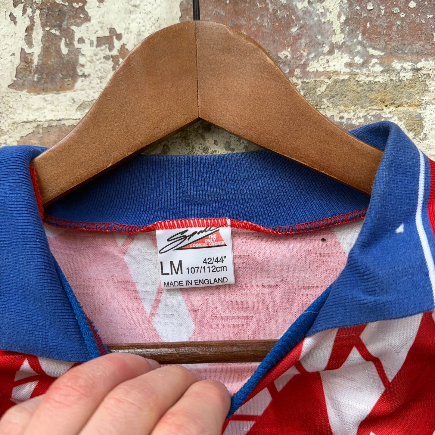 1980s Red Graphic Spall Long Sleeve football Shirt