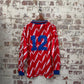 1980s Red Graphic Spall Long Sleeve football Shirt