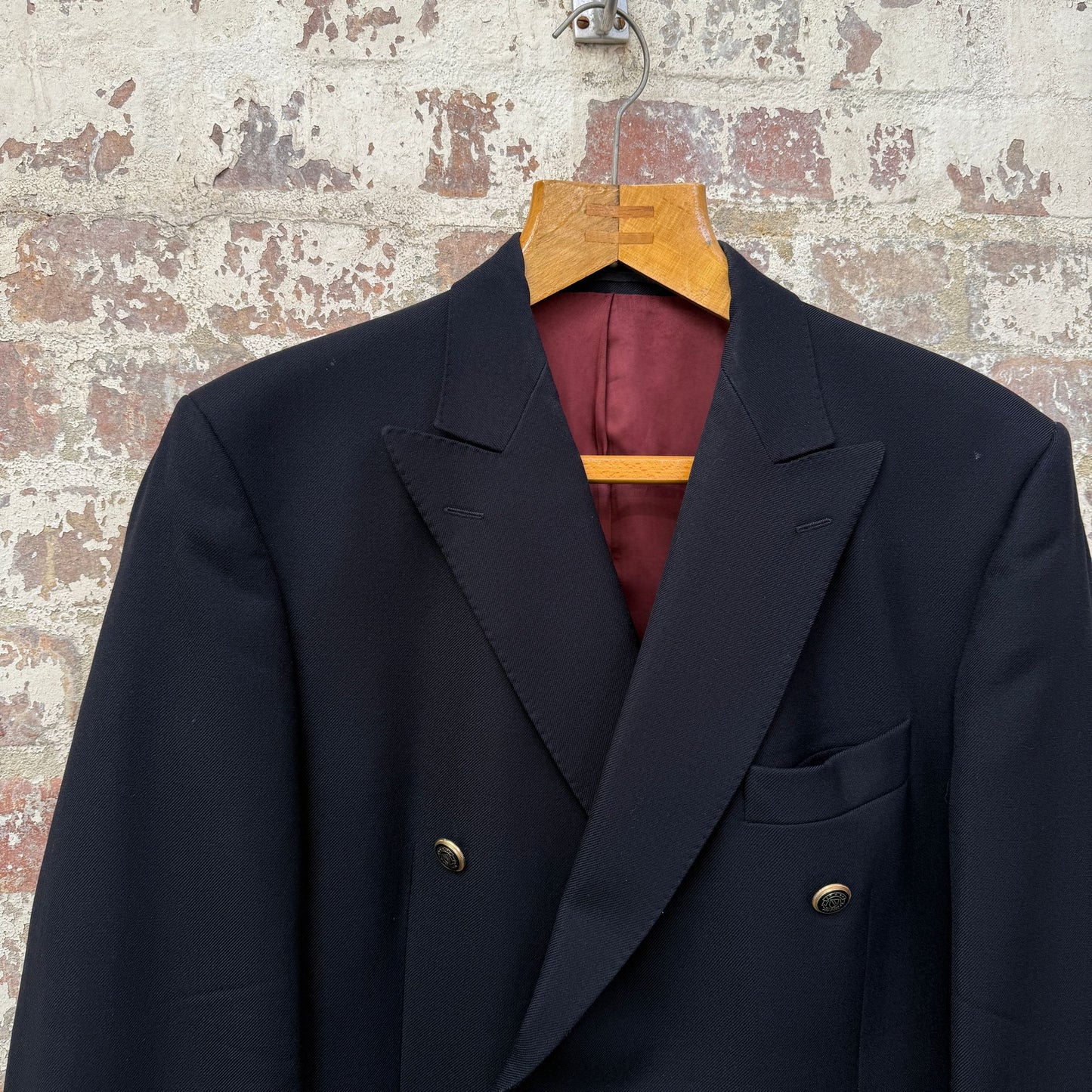 1980s Navy Magee Double Breasted Suit Blazer Jacket
