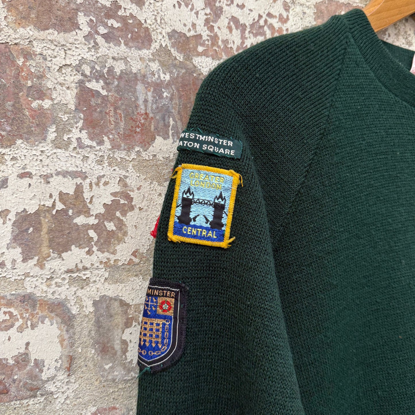 1970s Green Scout Badged Knitted Jumper