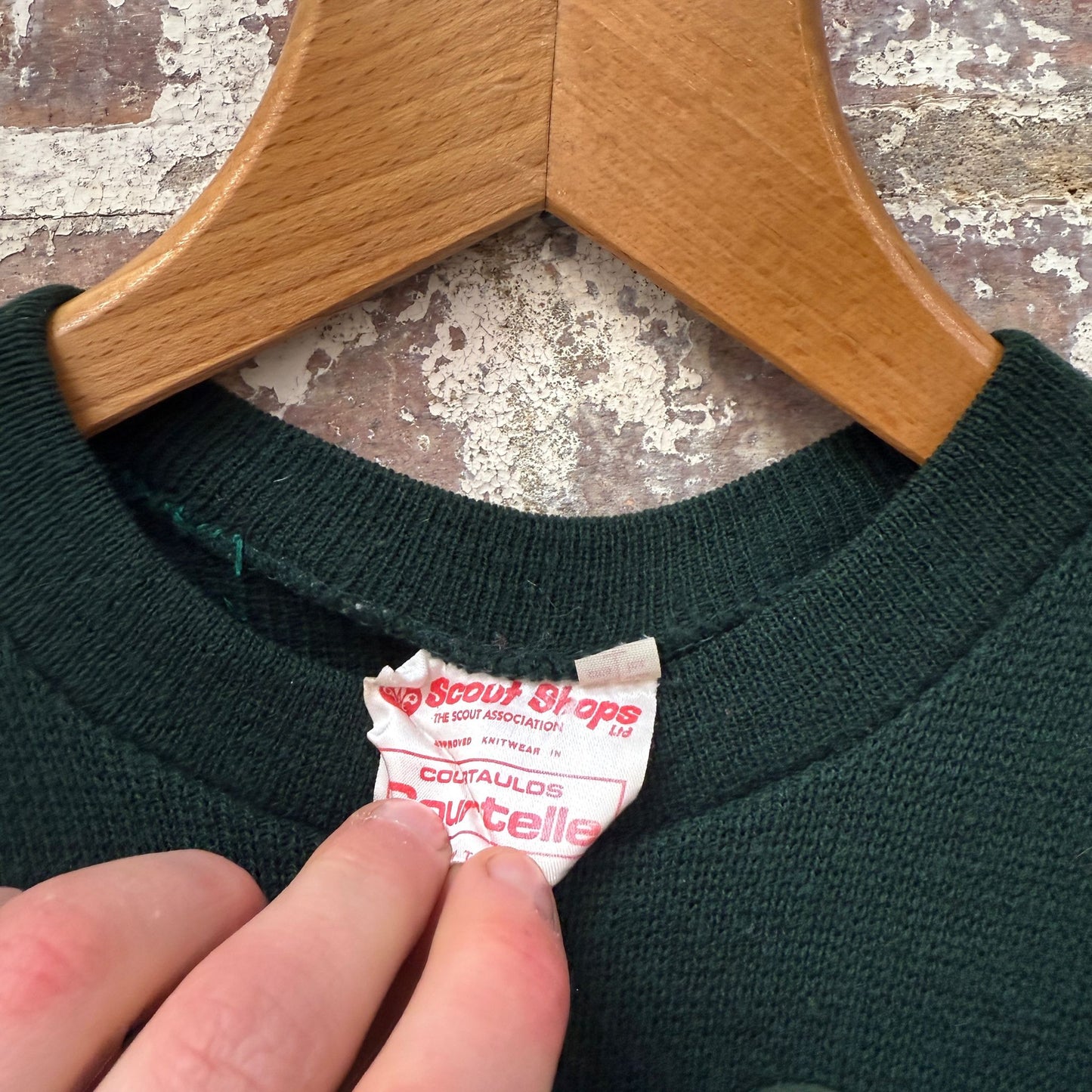 1970s Green Scout Badged Knitted Jumper