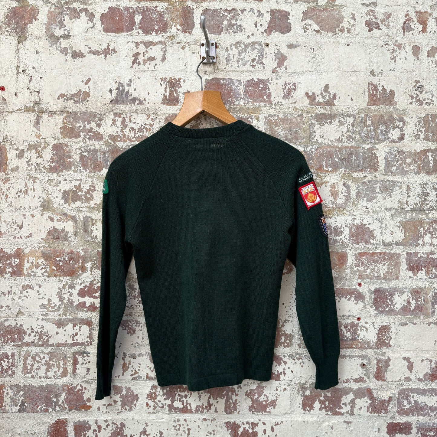 1970s Green Scout Badged Knitted Jumper