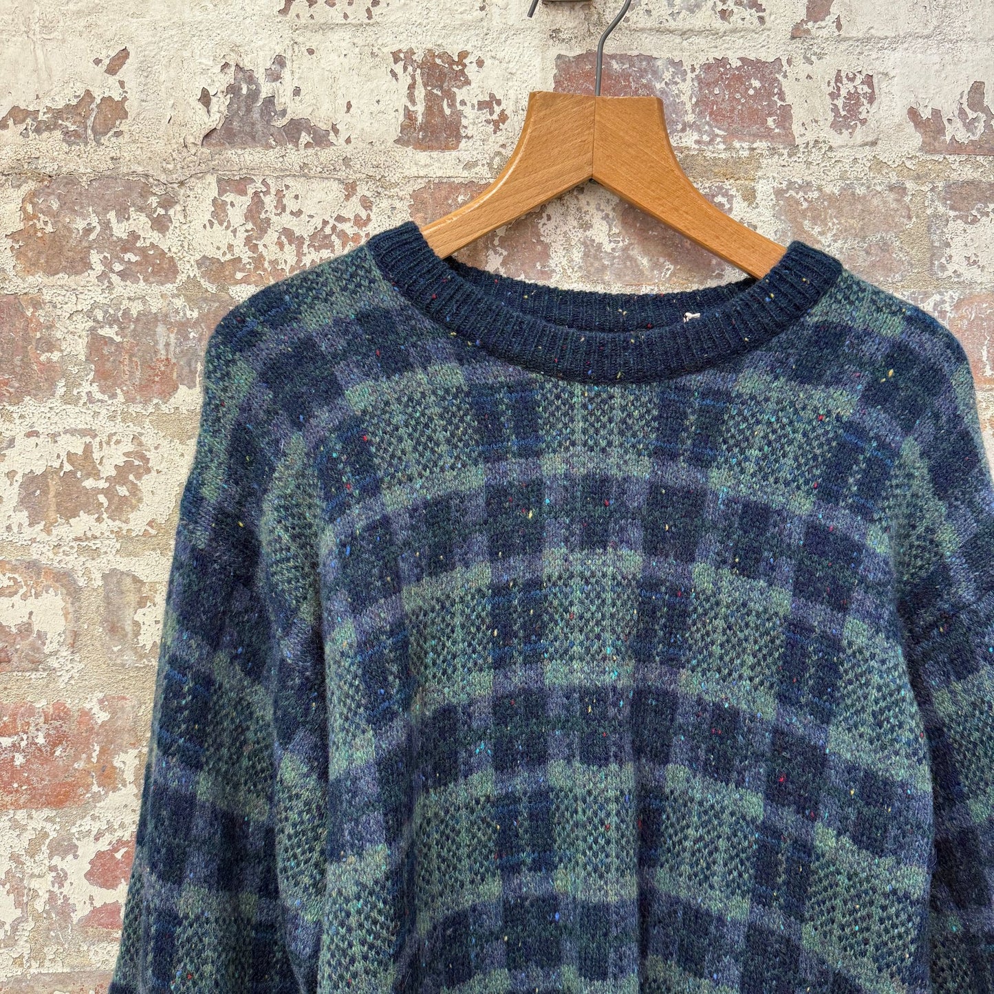 1980s Green Patterned Knitted Jumper