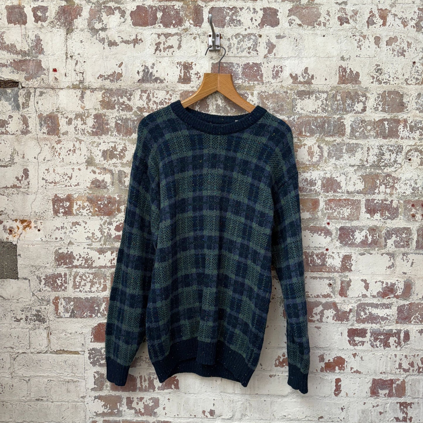 1980s Green Patterned Knitted Jumper