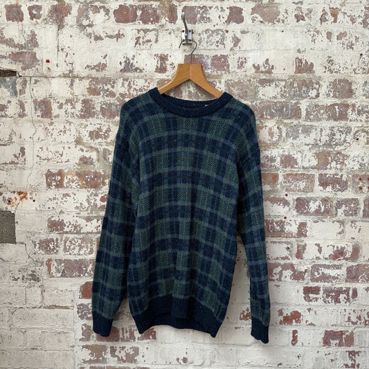 1980s Green Patterned Knitted Jumper