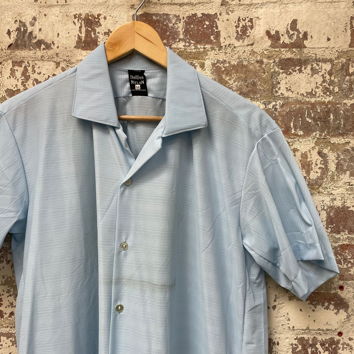 Vintage 1970s 1980s Baby Blue Button Up Leisure Shirt