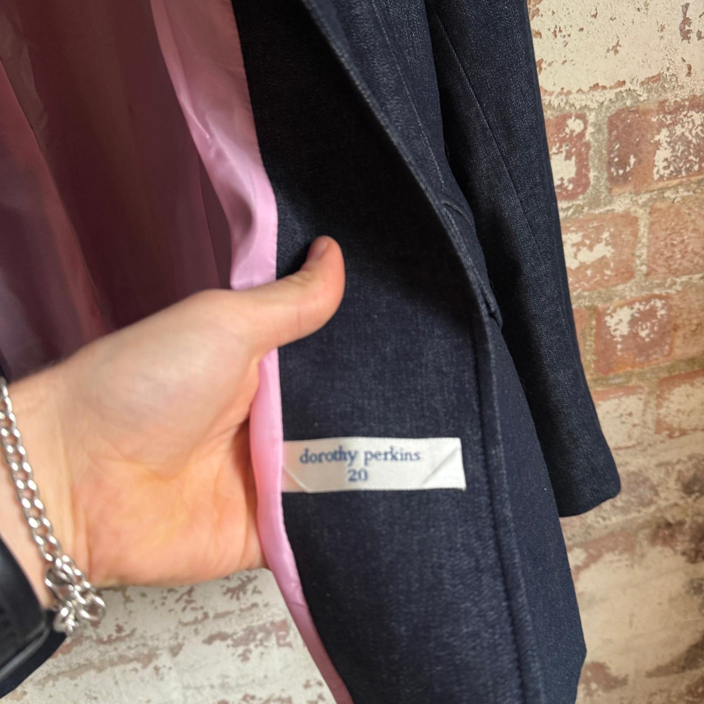 1990s Y2K Denim Dorothy Perkins Navy Blazer Jacket