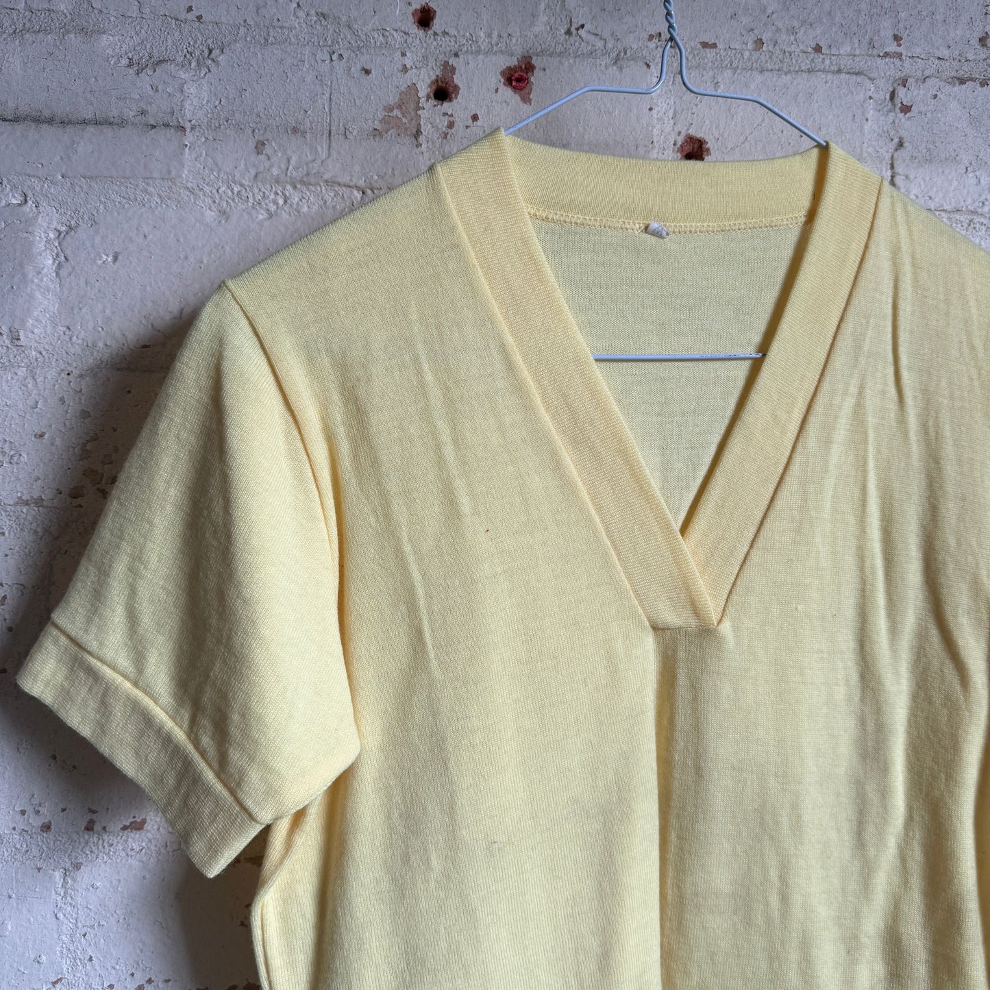 1960s Yellow Wool Knitted V-Neck top