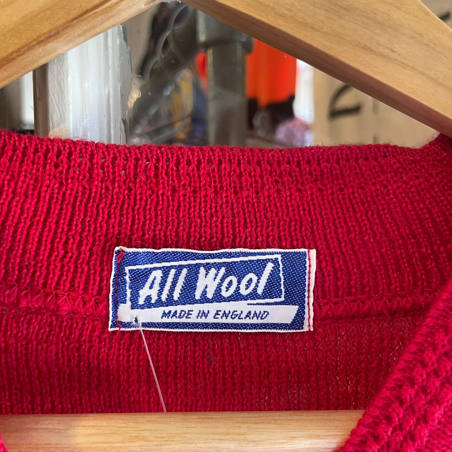 Vintage 50s/60s Orange/Red Wool British Knitted Cardigan Jumper