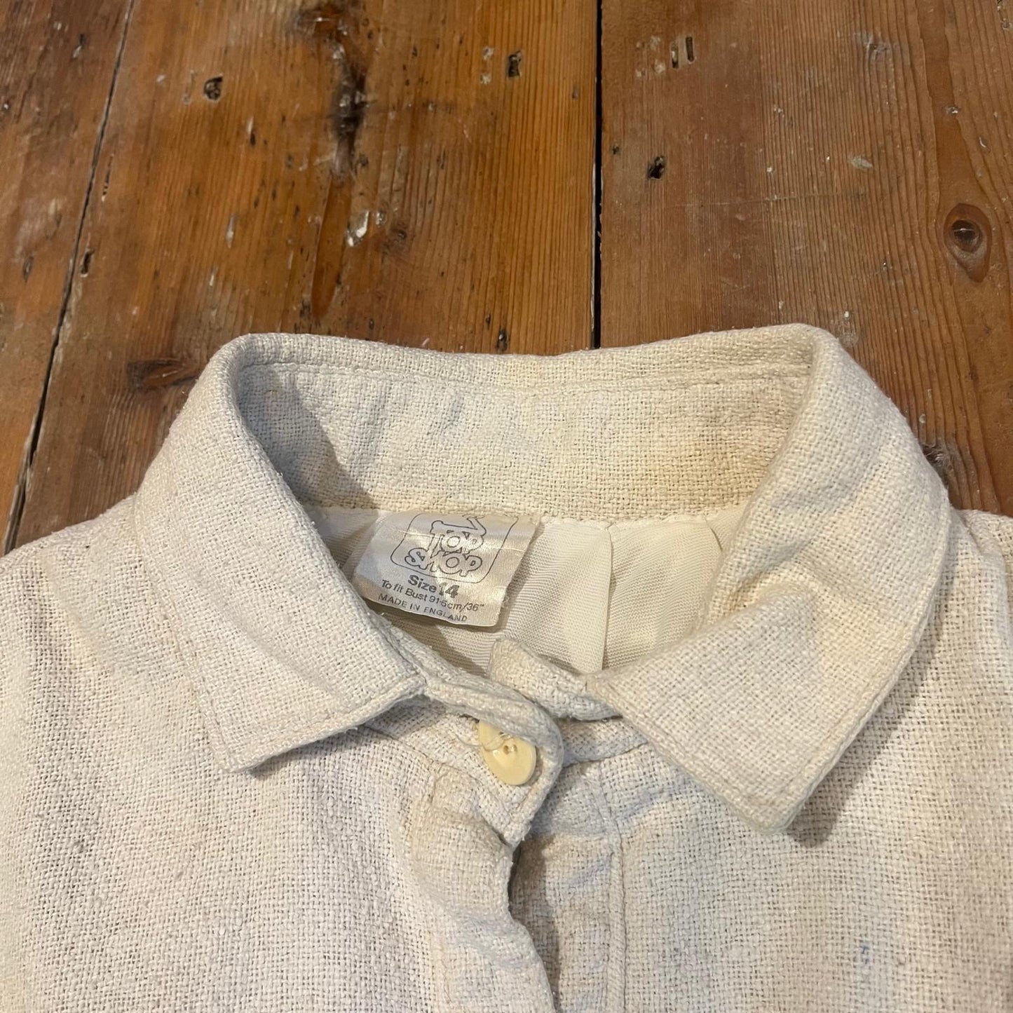 1970s 1980s White Towelling Unusual Button Up 'TopShop' Jacket Coat'