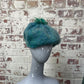 Vintage 1970s 1980s Turquoise Mohair hat