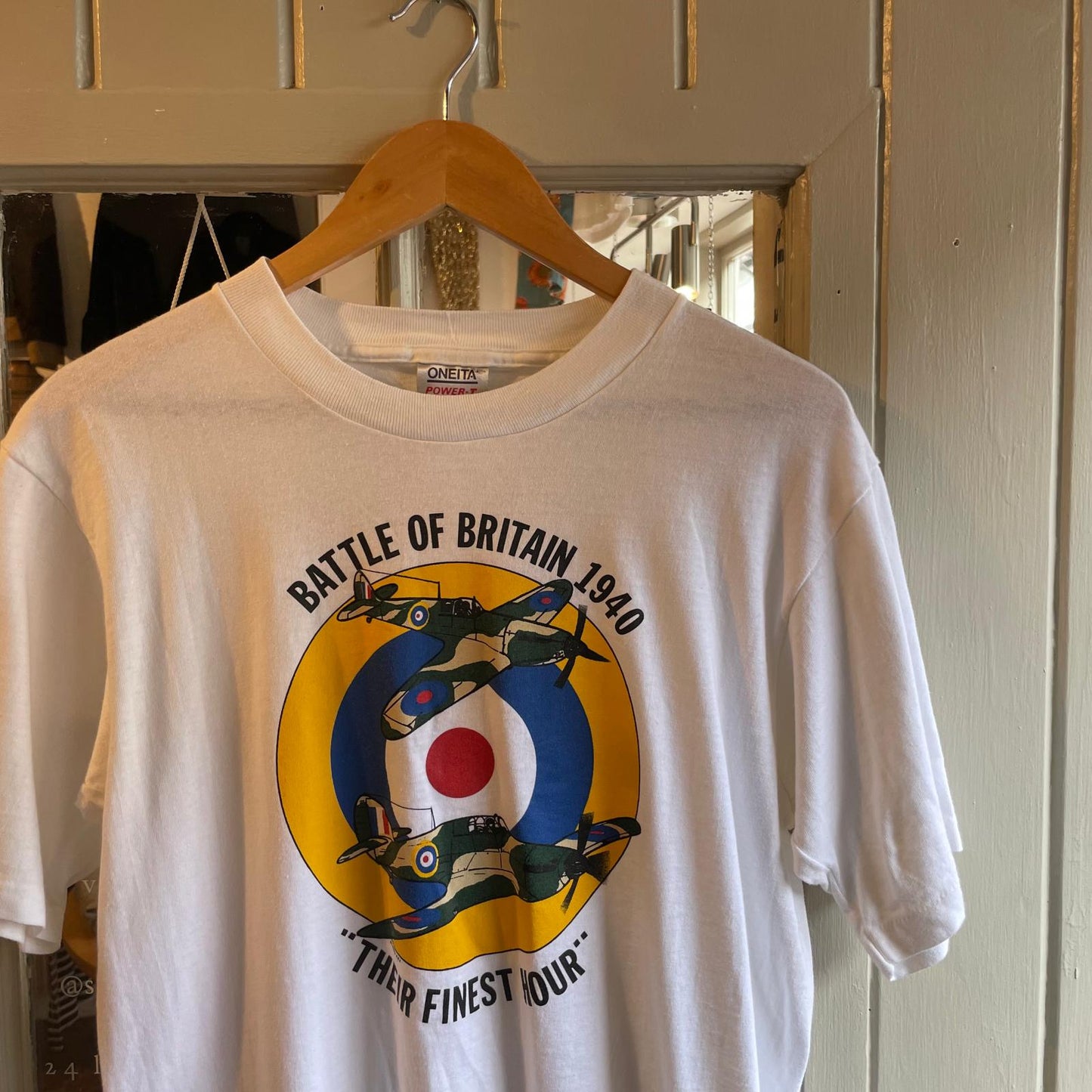 1990s White 'Battle of Britain' graphic Military T-shirt