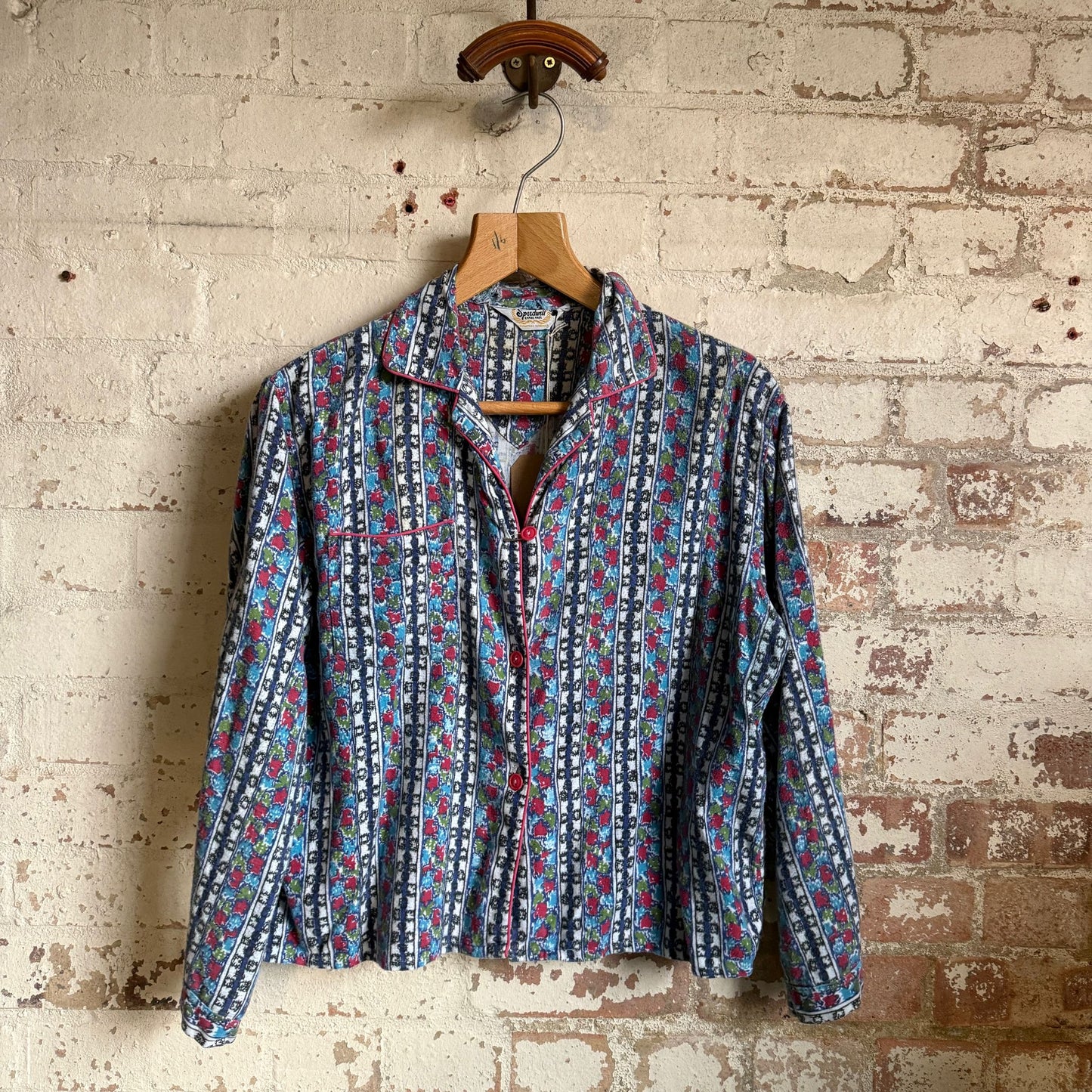 1950s Blue Paisley Patterned Button Shirt