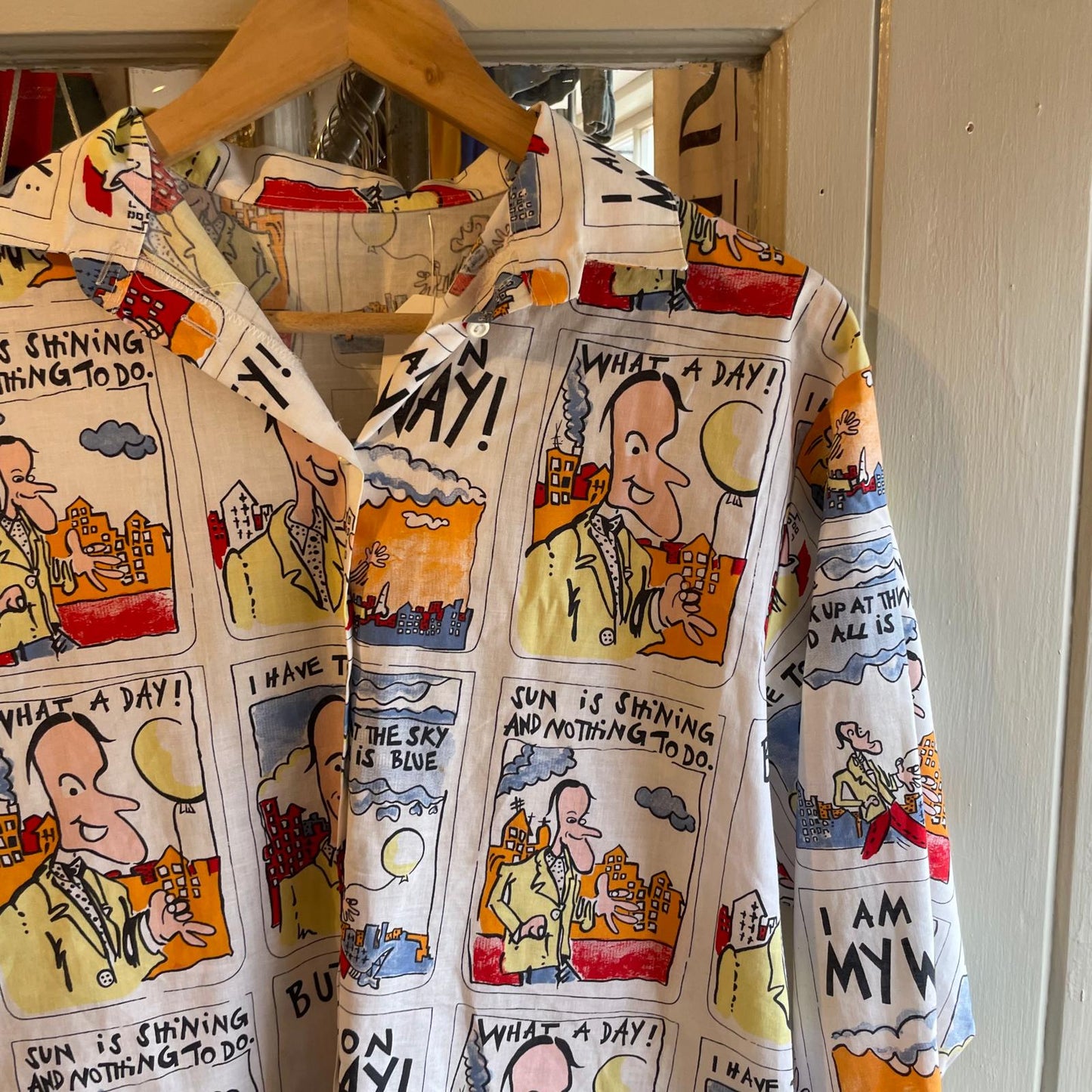 1980s St Michaels Unusual Comic Book Graphic Long Sleeve Shirt
