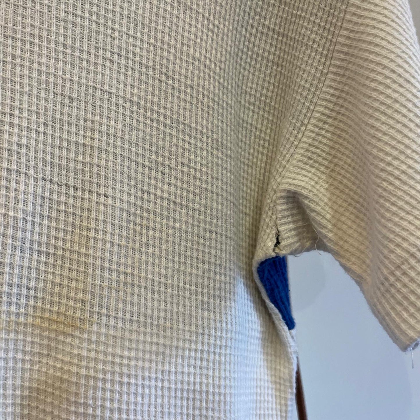 1970s Blue and White Waffle T-Shirt