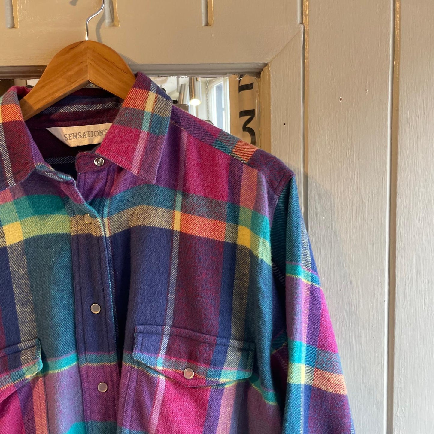 1980s Multicoloured Flannel Pop Up Shirt