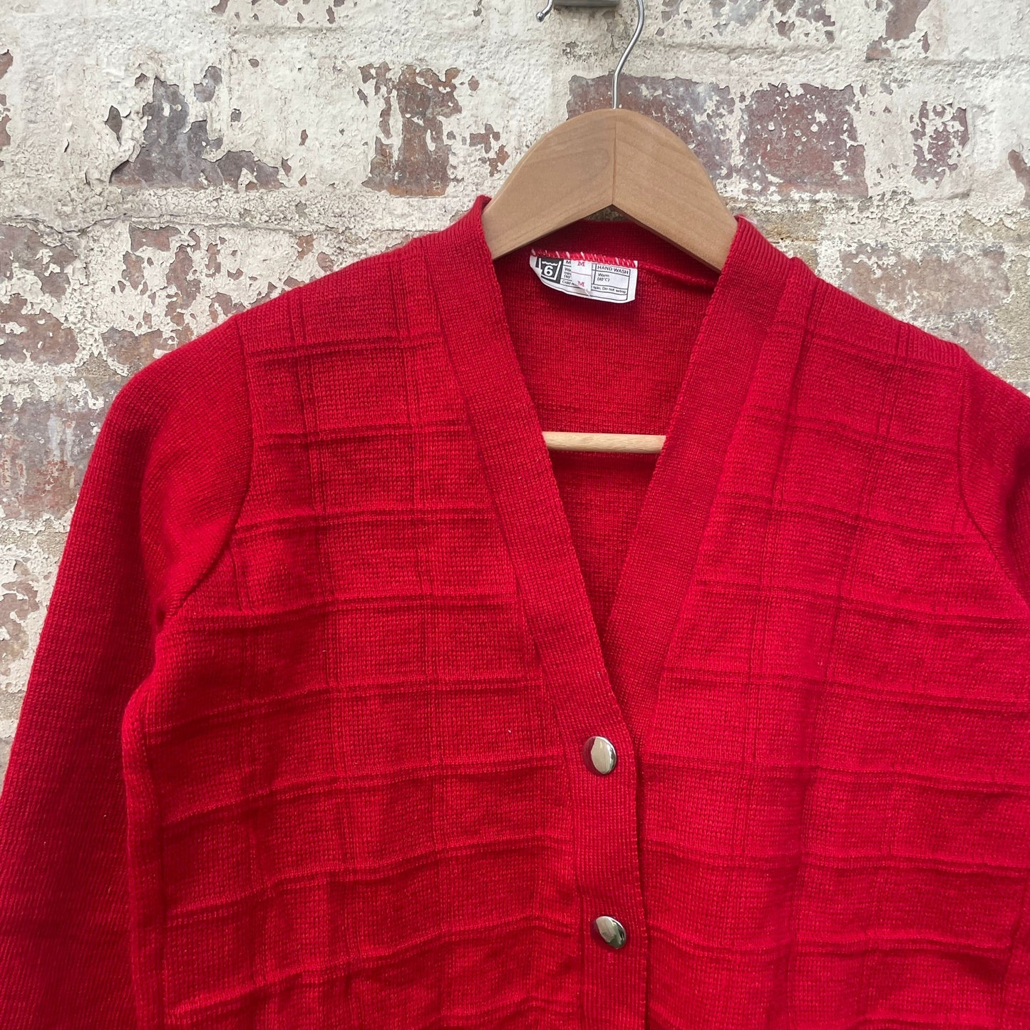 Vintage 1960s Red Knitted Cardigan Jumper