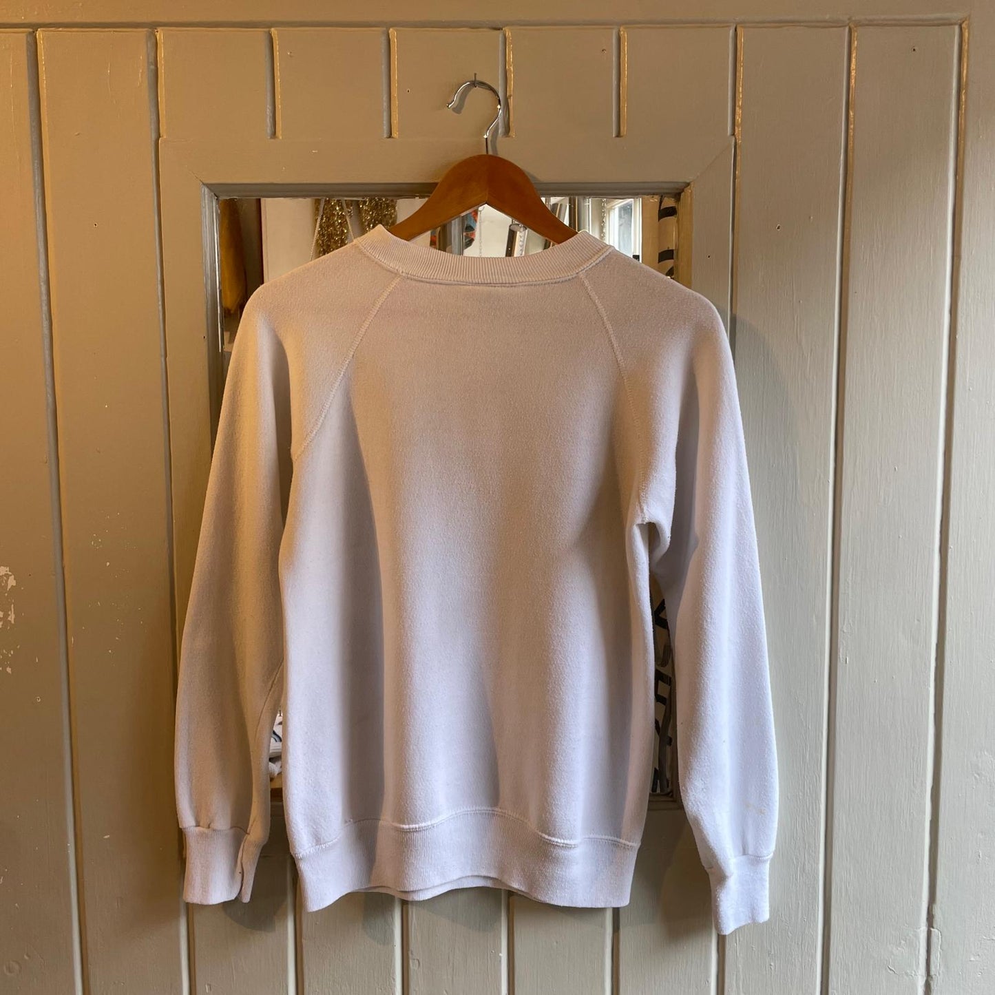 1980s White Graphic College Sweatshirt