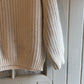 1970s Cream British Ribbed Knitted Wool Jumper