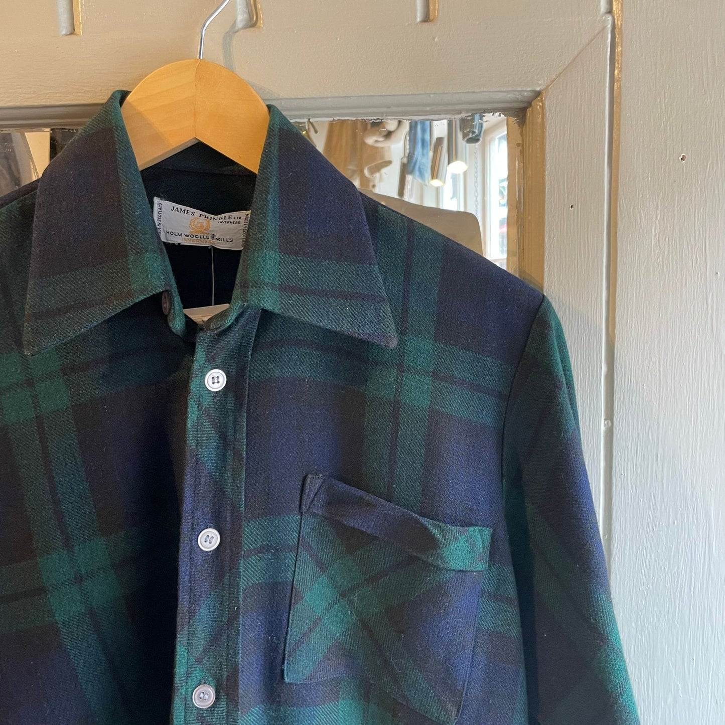 1970s Wool Pringle Gingham Long Sleeve Shirt