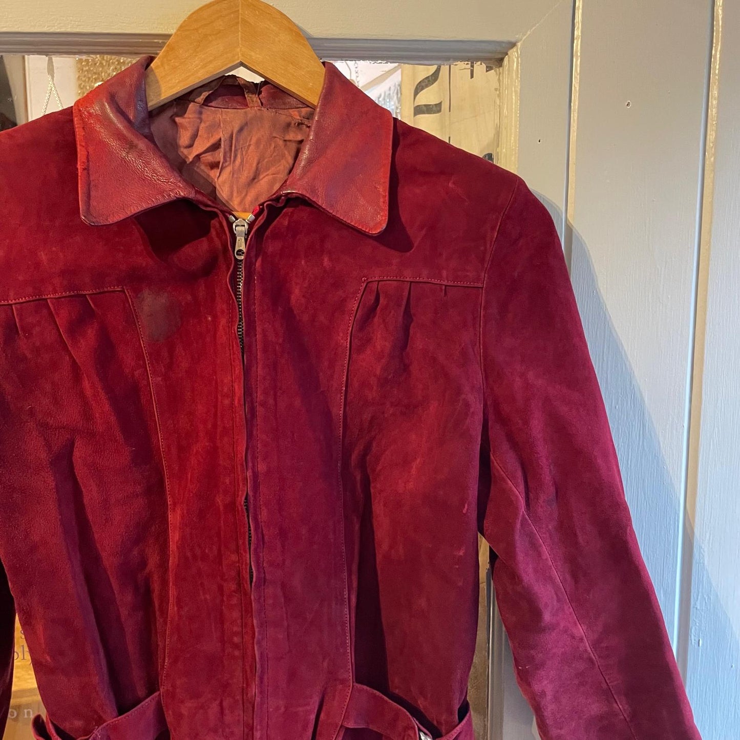 1960s Red Suede Zip British Jacket