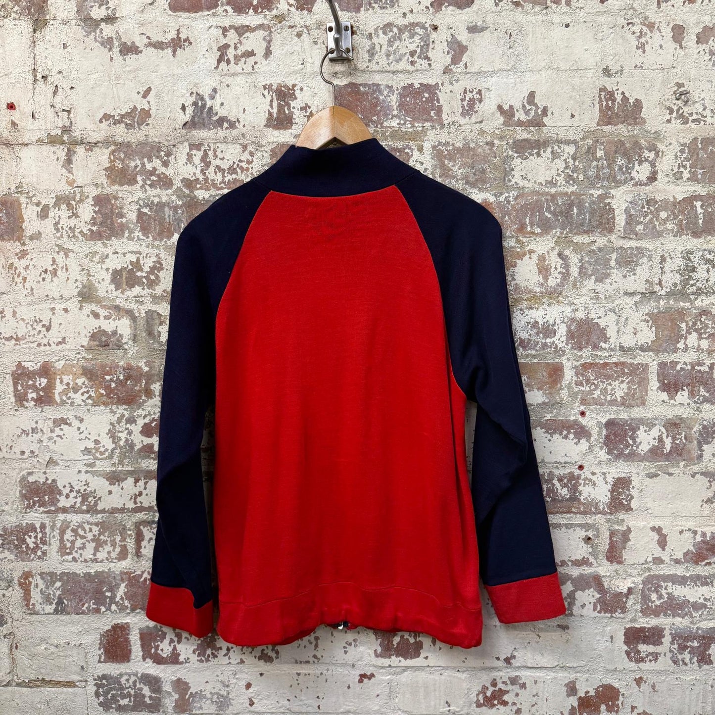 1980s Red and Navy Zip Up Track Top Jacket