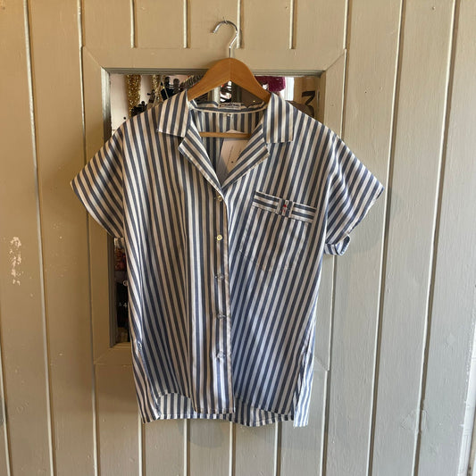 Vintage 70s/80s Blue Striped Cotton Shirt