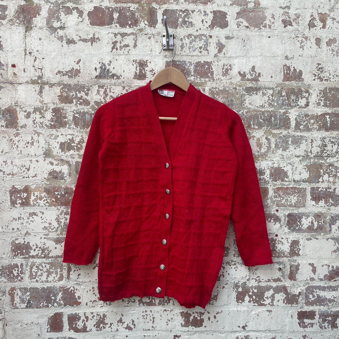 Vintage 1960s Red Knitted Cardigan Jumper